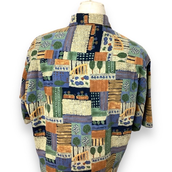 Casa Moda Men’s Short Sleeve Button Down Patchwork Floral Tapestry Shirt, sz M - Picture 4 of 10